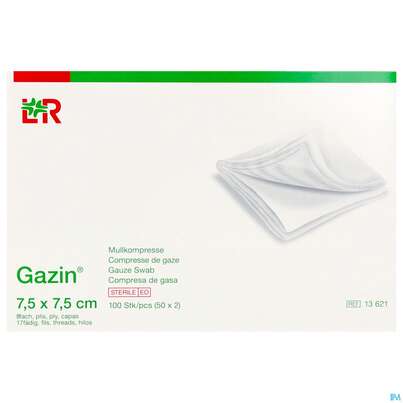 Mullkompressen Gazin Baumw.17faedig Steril 8fach 7,5x 7,5cm 50x2 100st, A-Nr.: 2309256 - 02