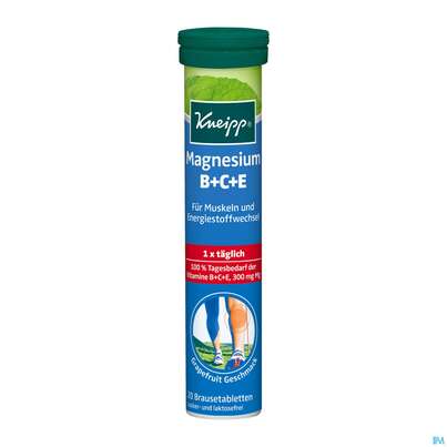 Sie sehen eine Packung Magnesium +vit.b+c+e Brausetabl Kneipp 20st, Produktbild: 01 Magnesium +vit.b+c+e Brausetabl Kneipp 20st, A-Nr.: 3114945 - 01