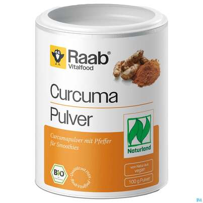 Sie sehen eine Packung Raab Curcuma/bio Pulver Mit Pfeffer Fuer Smoothies 100g, Produktbild: 03 Raab Curcuma/bio Pulver Mit Pfeffer Fuer Smoothies 100g, A-Nr.: 4567376 - 03
