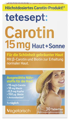 tetesept Carotin 15mg Haut &amp; Sonne Fta 30 Stk., A-Nr.: 5179245 - 01