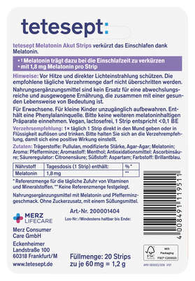 tetesept Melatonin Akut Strips 20St, A-Nr.: 6007121 - 02