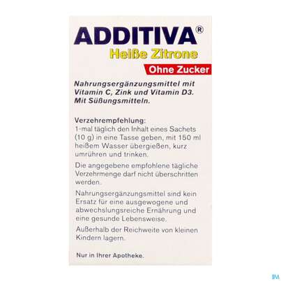 Additiva Pulver Heisse Zitrone Ohne Zucker 10st, A-Nr.: 5810092 - 07