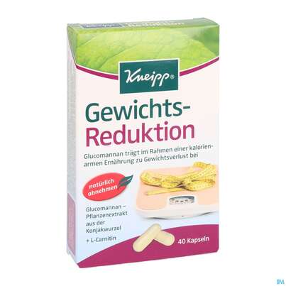 Sie sehen eine Packung Kneipp Gewichtsreduktion Glucomannan 40st, Produktbild: 03 Kneipp Gewichtsreduktion Glucomannan 40st, A-Nr.: 4117087 - 03