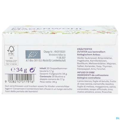 Sie sehen eine Packung Sonnenmoor Bio/tee Im Filterbeutel Magenwohl 34g, Produktbild: 03 Sonnenmoor Bio/tee Im Filterbeutel Magenwohl 34g, A-Nr.: 5934291 - 03