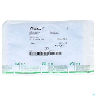 Sie sehen eine Packung Vliwazell Saugkompresse Steril 20x 40cm 1st, Produktbild: 01 Vliwazell Saugkompresse Steril 20x 40cm 1st, A-Nr.: 0482275 - 01