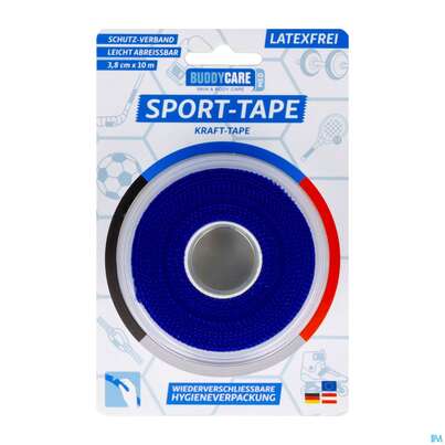 Sie sehen eine Packung Tape Buddycare/med/sport Latexfrei 3,8cmx 10m Blau 1st, Produktbild: 01 Tape Buddycare/med/sport Latexfrei 3,8cmx 10m Blau 1st, A-Nr.: 5844978 - 01