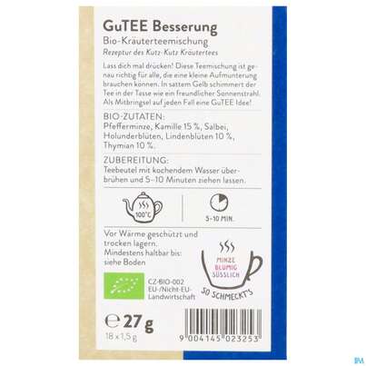 Sie sehen eine Packung Sonnentor Tee/aufgussbeutel Bio Gute Besserung 02325 18st, Produktbild: 03 Sonnentor Tee/aufgussbeutel Bio Gute Besserung 02325 18st, A-Nr.: 5913248 - 03