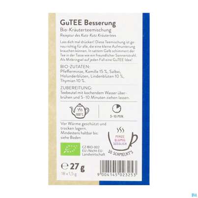 Sie sehen eine Packung Sonnentor Tee/aufgussbeutel Bio Gute Besserung 02325 18st, Produktbild: 04 Sonnentor Tee/aufgussbeutel Bio Gute Besserung 02325 18st, A-Nr.: 5913248 - 04