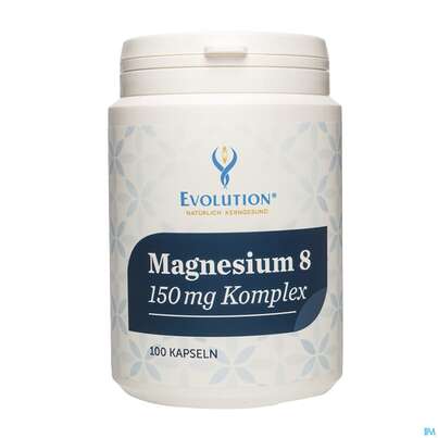 Sie sehen eine Packung Magnesium Komplex/kapseln -8 150mg Evolution 100st, Produktbild: 01 Magnesium Komplex/kapseln -8 150mg Evolution 100st, A-Nr.: 5908922 - 01