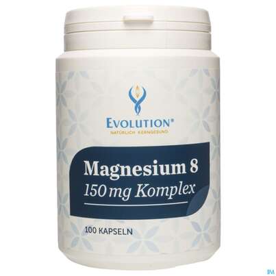 Sie sehen eine Packung Magnesium Komplex/kapseln -8 150mg Evolution 100st, Produktbild: 02 Magnesium Komplex/kapseln -8 150mg Evolution 100st, A-Nr.: 5908922 - 02