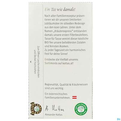 Sie sehen eine Packung Dr.Kottas Tee Jubilaeumstee 20st, Produktbild: 10 Dr.Kottas Tee Jubilaeumstee 20st, A-Nr.: 5940280 - 10