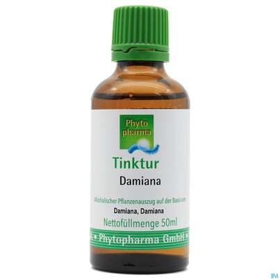 Sie sehen eine Packung Damiana Tinktur Phytopharma 50ml, Produktbild: 02 Damiana Tinktur Phytopharma 50ml, A-Nr.: 3107566 - 02