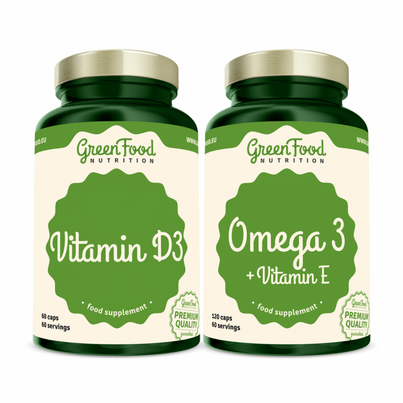Sie sehen eine Packung GreenFood Nutrition Omega 3 120 Kapseln + Vitamin D3 60 Kapseln, Produktbild: 01 GreenFood Nutrition Omega 3 120 Kapseln + Vitamin D3 60 Kapseln, A-Nr.: 5833868 - 01