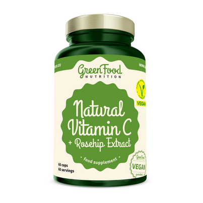 Sie sehen eine Packung GreenFood Nutrition Acerola Vitamin C + Hagebutten Extrakt 60 Kapseln, Produktbild: 01 GreenFood Nutrition Acerola Vitamin C + Hagebutten Extrakt 60 Kapseln, A-Nr.: 5833756 - 01