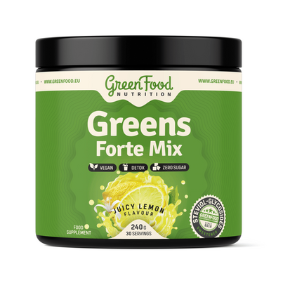 Sie sehen eine Packung GreenFood Nutrition Greens Forte Mix 240 G Zitrone, Produktbild: 01 GreenFood Nutrition Greens Forte Mix 240 G Zitrone, A-Nr.: 6004507 - 01