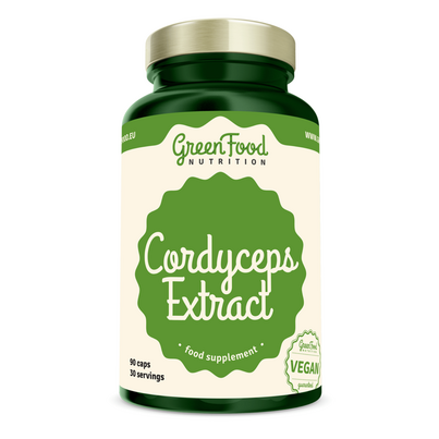 Sie sehen eine Packung GreenFood Nutrition Cordyceps Extrakt 90 Kapseln, Produktbild: 01 GreenFood Nutrition Cordyceps Extrakt 90 Kapseln, A-Nr.: 5634637 - 01