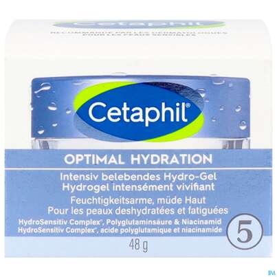 Sie sehen eine Packung Cetaphil Optimal Hydration Hydro-gel Intensiv Belebend 48g, Produktbild: 01 Cetaphil Optimal Hydration Hydro-gel Intensiv Belebend 48g, A-Nr.: 5698910 - 01