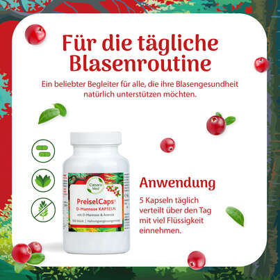 Sie sehen eine Packung PREISEL-CAPS D-MANNOSE 100 Kapseln, Produktbild: 03 PREISEL-CAPS D-MANNOSE 100 Kapseln, A-Nr.: 5410286 - 03