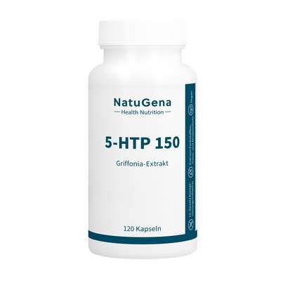 Sie sehen eine Packung NatuGena 5-HTP 150 Kapseln, Produktbild: 01 NatuGena 5-HTP 150 Kapseln, A-Nr.: 5699051 - 01