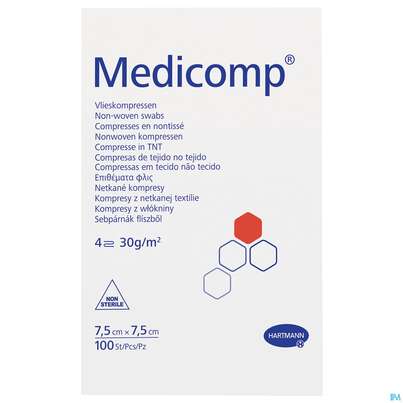 Kompressen Medicomp Vliesstoff 4fach Unsteril 7,5x 7,5cm 100st, A-Nr.: 1652035 - 02