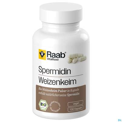 Sie sehen eine Packung Spermidin Kapseln Bio Raab 100st, Produktbild: 01 Spermidin Kapseln Bio Raab 100st, A-Nr.: 5871685 - 01