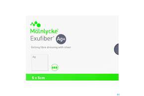 Wundverband Faserverband/gelbildend Exufiber/ag+ +silber 5x 5cm 10st, A-Nr.: 5177832 - 01