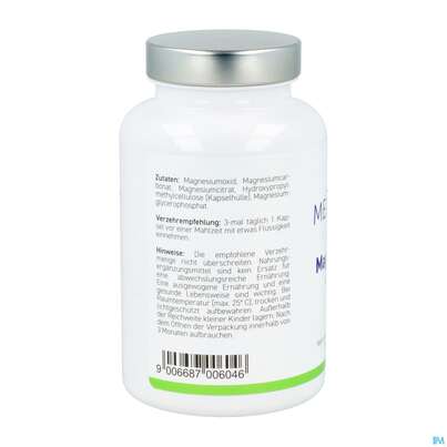 Sie sehen eine Packung Magnesium Kapseln Komplex -melasan 610mg 180st, Produktbild: 04 Magnesium Kapseln Komplex -melasan 610mg 180st, A-Nr.: 2673074 - 04