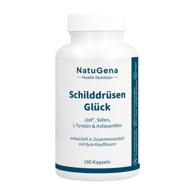 Sie sehen eine Packung NatuGena SchilddrüsenGlück Kapseln, Produktbild: 01 NatuGena SchilddrüsenGlück Kapseln, A-Nr.: 5990042 - 01