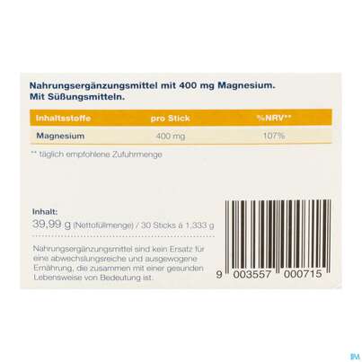 Sie sehen eine Packung Magnofit Ultra 400mg Stick 30st, Produktbild: 06 Magnofit Ultra 400mg Stick 30st, A-Nr.: 5833472 - 06