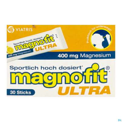 Sie sehen eine Packung Magnofit Ultra 400mg Stick 30st, Produktbild: 10 Magnofit Ultra 400mg Stick 30st, A-Nr.: 5833472 - 10