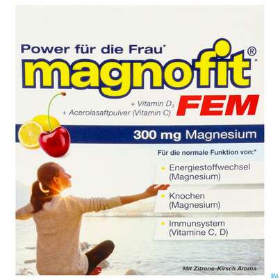 Sie sehen eine Packung Magnofit Fem 300mg Stick 30st, Produktbild: 01 Magnofit Fem 300mg Stick 30st, A-Nr.: 5833503 - 01