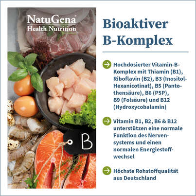 Sie sehen eine Packung NatuGena Bioaktiver B-Komplex Kapseln, Produktbild: 02 NatuGena Bioaktiver B-Komplex Kapseln, A-Nr.: 5989889 - 02