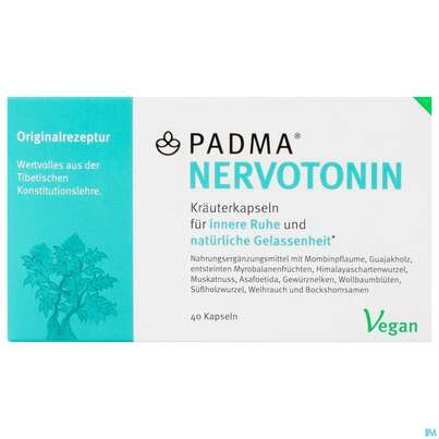 Sie sehen eine Packung Padma Kapseln Nervotonin Innere Ruhe 40st, Produktbild: 01 Padma Kapseln Nervotonin Innere Ruhe 40st, A-Nr.: 3170487 - 01