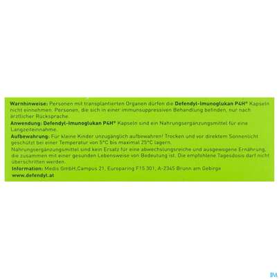 Sie sehen eine Packung Defendyl Imunoglukan Kapseln 30st, Produktbild: 05 Defendyl Imunoglukan Kapseln 30st, A-Nr.: 4023512 - 05