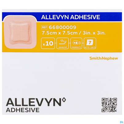 Sie sehen eine Packung Wundverband Allevyn/polyurethan Adhesive 7,5x 7,5cm -tam 10st, Produktbild: 04 Wundverband Allevyn/polyurethan Adhesive 7,5x 7,5cm -tam 10st, A-Nr.: 4736620 - 04