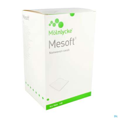 Sie sehen eine Packung Vlieskompressen Mesoft/set Steril 10x 10cm 150st (30x5), Produktbild: 04 Vlieskompressen Mesoft/set Steril 10x 10cm 150st (30x5), A-Nr.: 1652331 - 04