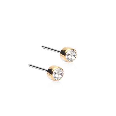 Blomdahl Ohrstecker Bezel Gold Titan 4mm, A-Nr.: 6020050 - 01
