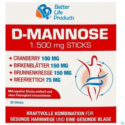 D-mannose Sticks/1500mg +cranberry +vit C+birkenblaett150mg +brunnenkresse 150mg 30st, A-Nr.: 5904829 - 01