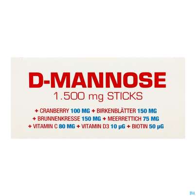 D-mannose Sticks/1500mg +cranberry +vit C+birkenblaett150mg +brunnenkresse 150mg 30st, A-Nr.: 5904829 - 06
