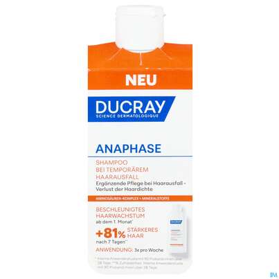 Sie sehen eine Packung Shampoon Ducray Anaphase Haarausfall Temporaer 200ml, Produktbild: 02 Shampoon Ducray Anaphase Haarausfall Temporaer 200ml, A-Nr.: 5961419 - 02