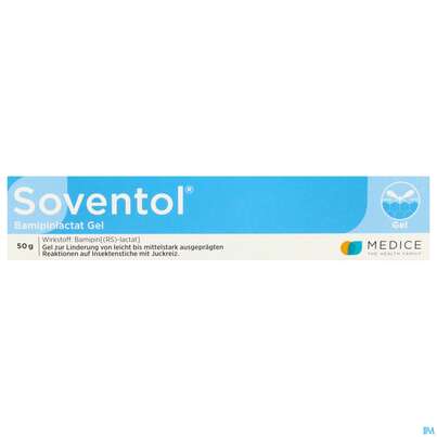 Sie sehen eine Packung Soventol Bamipinlactat Gel Neu 50g, Produktbild: 01 Soventol Bamipinlactat Gel Neu 50g, A-Nr.: 5521815 - 01