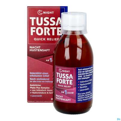 Sie sehen eine Packung Tussaforte Saft Night 200ml, Produktbild: 12 Tussaforte Saft Night 200ml, A-Nr.: 5857691 - 12