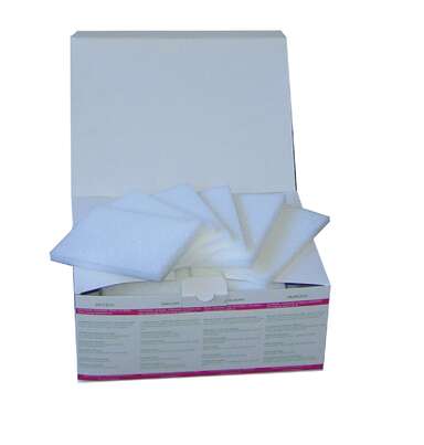 Sie sehen eine Packung MOMOSAN-weiss Pads 15x10x1cm 286 Stück, Produktbild: 02 MOMOSAN-weiss Pads 15x10x1cm 286 Stück, A-Nr.: 3420984 - 02
