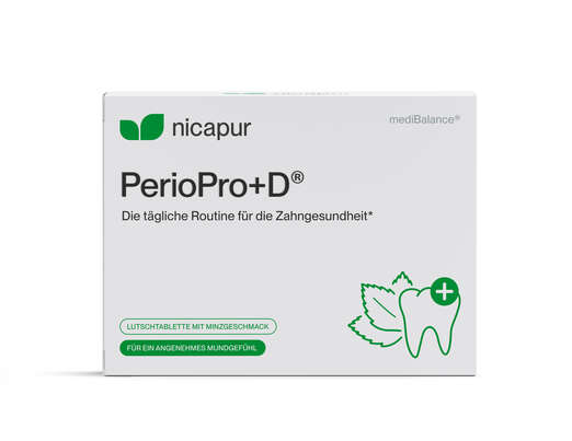Sie sehen eine Packung nicapur mediBalance® PerioPro+D®, Produktbild: 01 nicapur mediBalance® PerioPro+D®, A-Nr.: 5745420 - 01