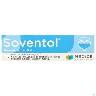Sie sehen eine Packung Soventol Bamipinlactat Gel Neu 20g, Produktbild: 01 Soventol Bamipinlactat Gel Neu 20g, A-Nr.: 5521809 - 01