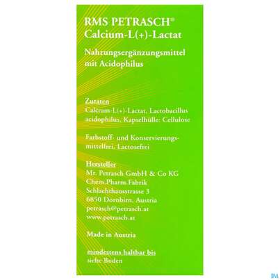 Rms-petrasch Kapseln +acidophilus Calcium L (+) Lactat Petrasch 60st, A-Nr.: 2332479 - 07