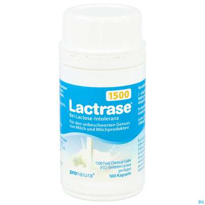 Sie sehen eine Packung Lactrase Kapseln 1.500 Fcc -pro Natura 100st, Produktbild: 02 Lactrase Kapseln 1.500 Fcc -pro Natura 100st, A-Nr.: 4545506 - 02