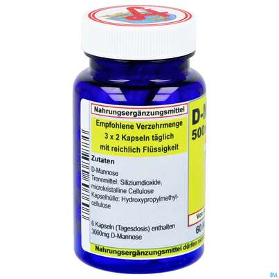 D-mannose Kapseln 500mg Vegi 60st, A-Nr.: 4607609 - 05