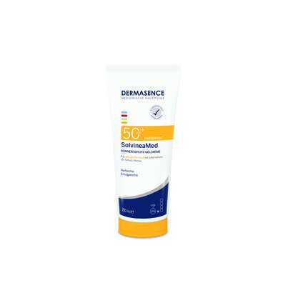 Sie sehen eine Packung DERMASENCE SolvineaMed Sonnenschutz-Gelcreme LSF50+, Produktbild: 01 DERMASENCE SolvineaMed Sonnenschutz-Gelcreme LSF50+, A-Nr.: 6002187 - 01