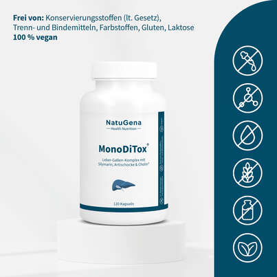 Sie sehen eine Packung NatuGena MonoDiTox Kapseln, Produktbild: 03 NatuGena MonoDiTox Kapseln, A-Nr.: 5178300 - 03